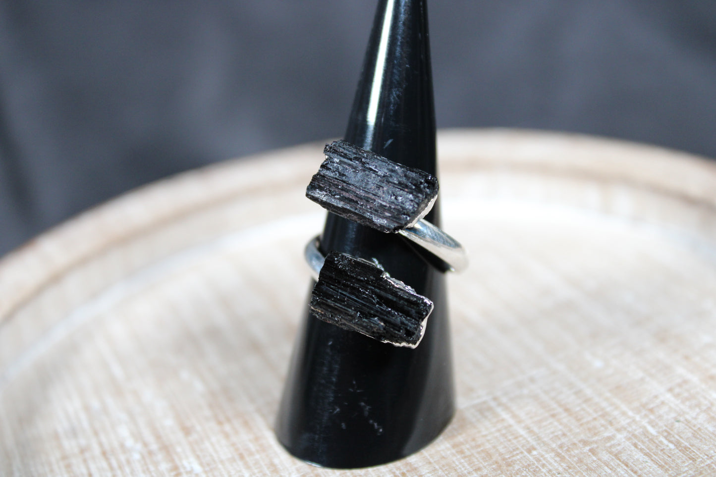Black Tourmaline Ring | Silver Plated