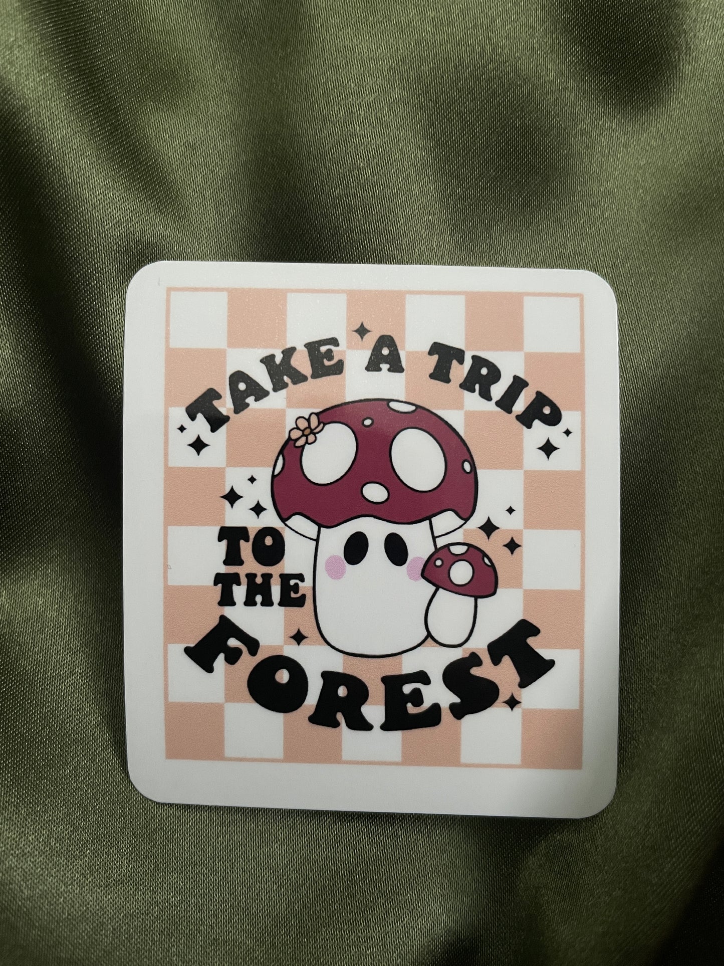 Take A Trip To The Forest | Orange Checkered | Sticker