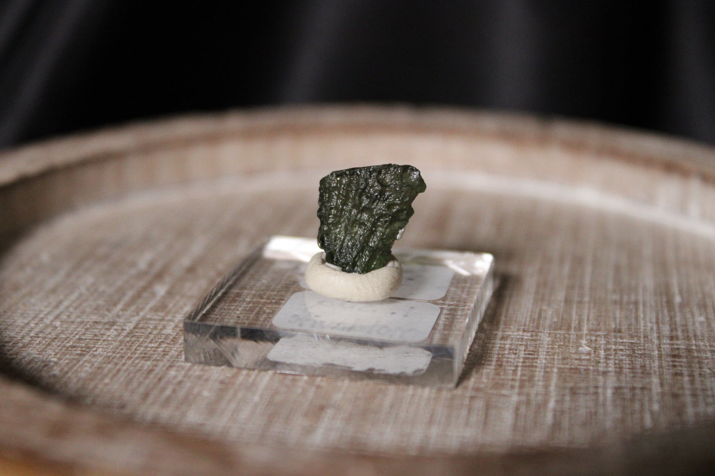 Moldavite Specimen on Stand | B55