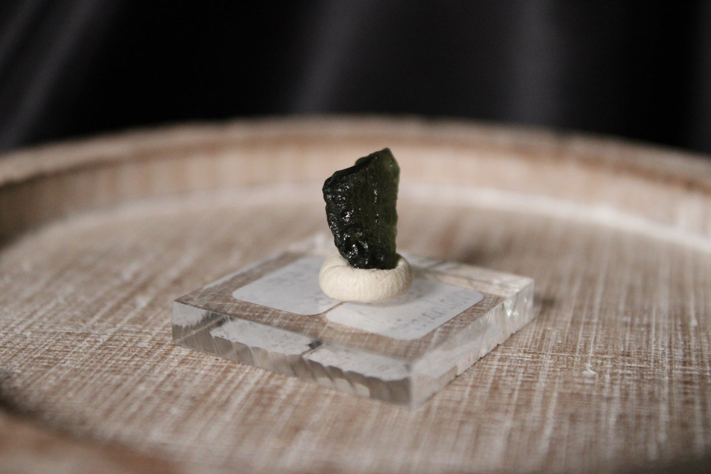 Moldavite Specimen on Stand | B55