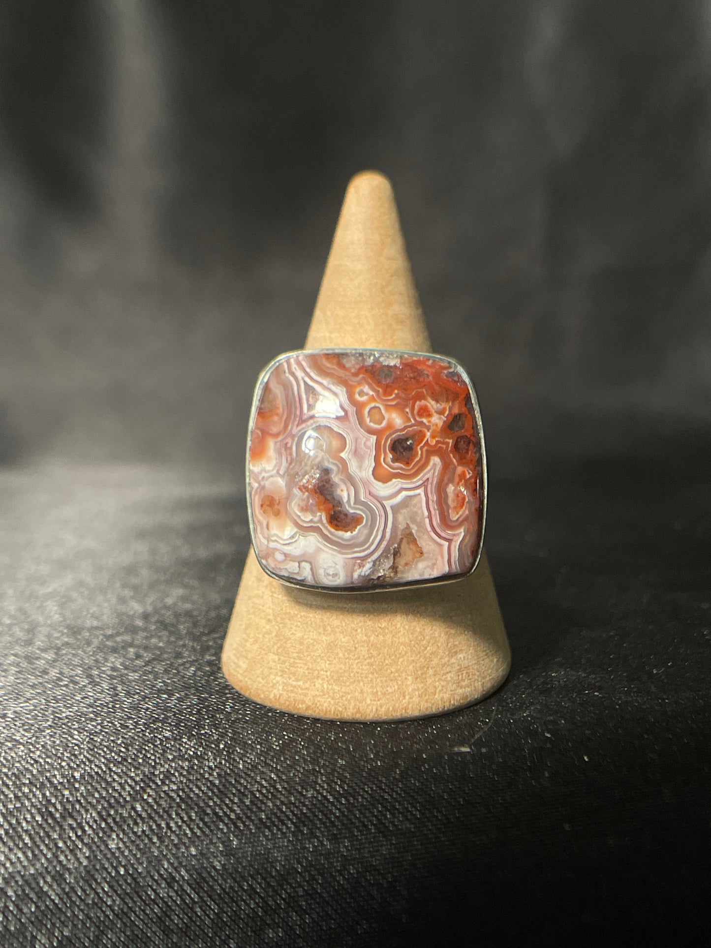 Crazy Lace Agate Ring | Sterling Silver | Size - 6.75 | A50